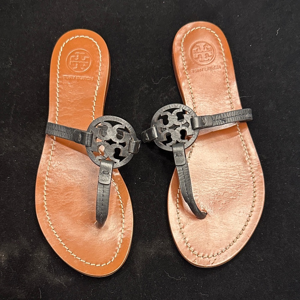 Tory Burch Black and Tan Sandals